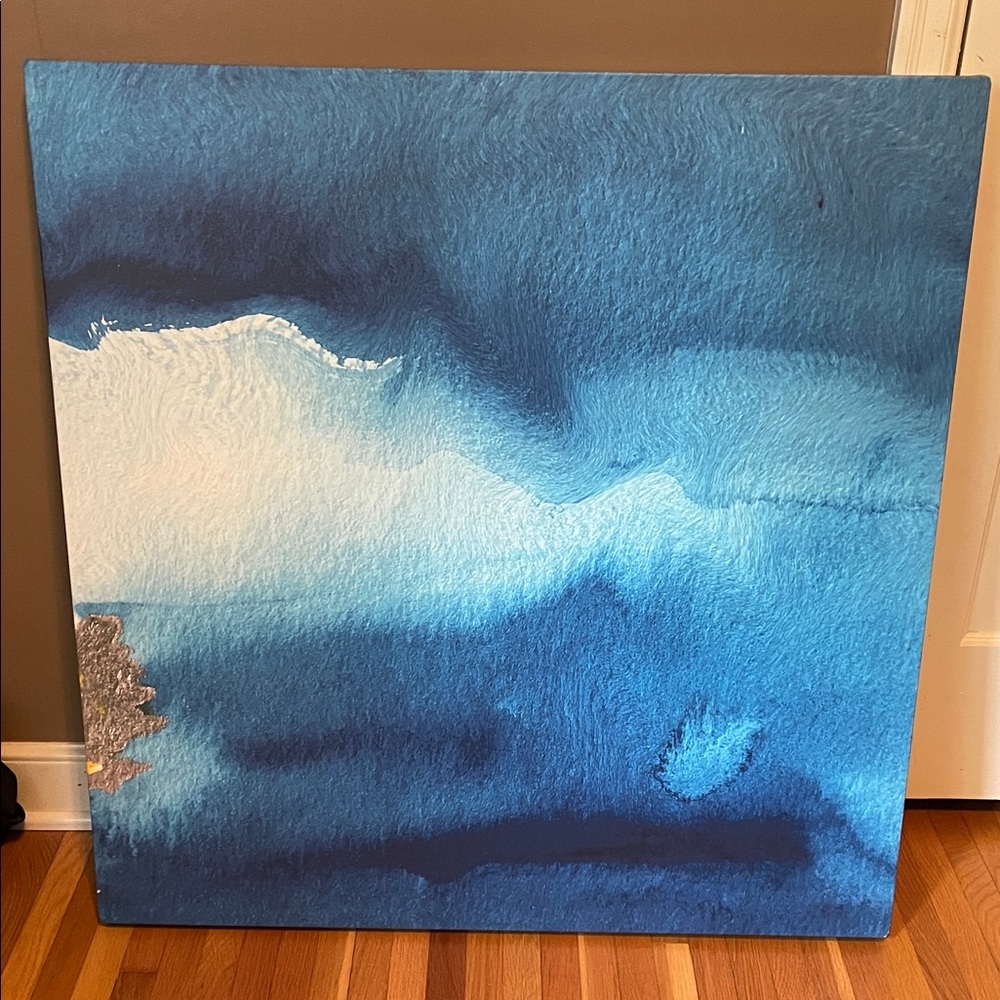 Abstract Blue and White Canvas Art